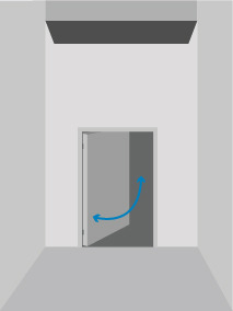 Toegangsdeuren in de schacht en machinekamer 0,6 x 2,0 m (b x h) Nooddeuren in de schacht * 0,5 x 1,8 m (b x h)