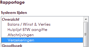 7 / 8 Rapportage Via menu Rapportage kunt u een rapport maken met alle verzekeringen.indien een item niet meer verzekerd is klikt u op het verwijder icoon.