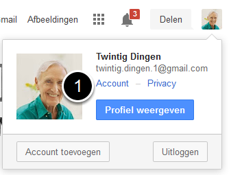 U komt weer op de Google zoekpagina. Echter dit keer staan uw gegevens bovenin het scherm.