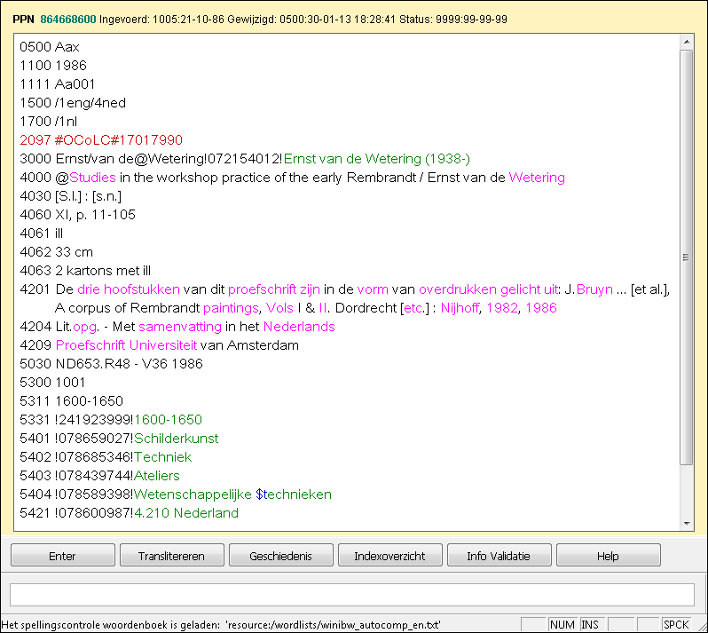 Taalcode 1500/1 eng = Engels Spellingcontrole indicator ingeschakeld Geladen woordenboek en = Engels Afb.