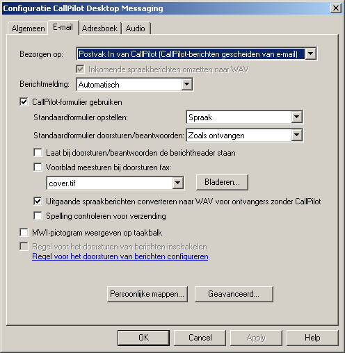 Desktop Messaging voor Microsoft Outlook gebruiken De instellingen voor de bezorging van e-mail wijzigen De e-mailinstellingen weergeven of wijzigen 1.