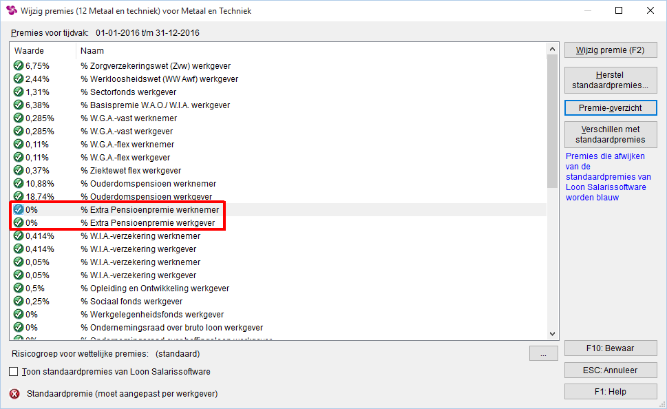 Extra Pensioenpremie standaard op nul In de sector 12 bestaat ook de Extra Pensioenpremie. In zowel de groep 12 Metaal en Techniek als in de groep 12 Motorvoertuigen- en tweewielerbedrijf (BOVAG).