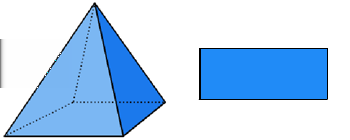 a. Ja b. Nee 5 van 10 Hieronder zie je een piramide. Van een piramide kun je verschillende doorsneden maken. Ernaast zie je een vlak figuur. Kan dit figuur een doorsnede van een piramide zijn? a.
