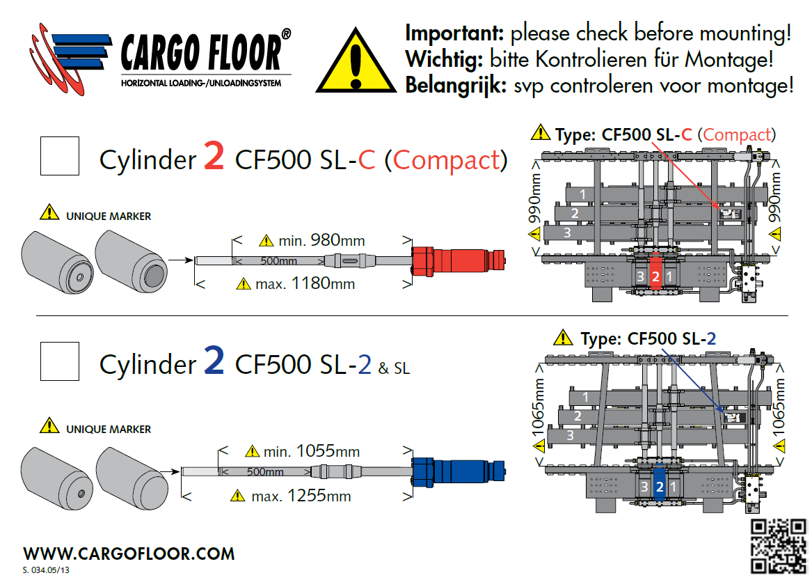 Vervangen van een CF500 SL-2 / CF500 SL-C cilinder U heeft van Cargo Floor een cilinder ontvangen ter uitwisseling van een defecte cilinder, om deze wisseling zo snel mogelijk en zonder problemen te