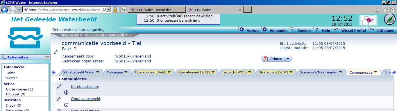 Landelijk Crisismanagement Systeem Water (LCMS-W). In juni 2015 is hiertoe een mandaatregeling opgesteld en goedgekeurd, zie bijlage 1.