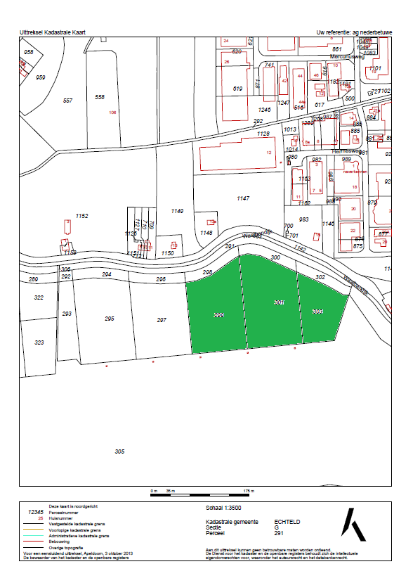 2.4 Kavel 3 Kavel 3 omvat de percelen kadastraal bekend gemeente Echteld, sectie G, nummers 299, 301 en 303, ter gezamenlijke grootte van 3.70.75 ha. De gronden zijn ontsloten via de Waalbandijk.