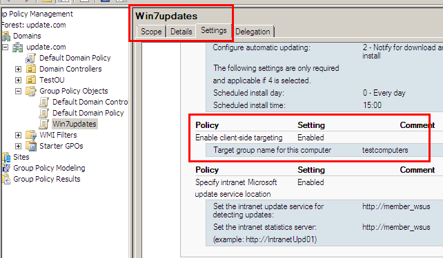 3. Is Win7_WSUS wel lid van de groep voor welke de updates zijn approved? Ook hier kunnen we gebruikmaken van de Wsus manager. 4.