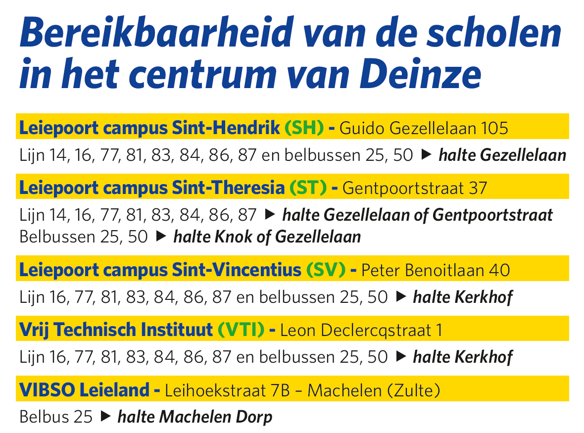 3.2. Lijst buslijnen in Deinze Voor de belbus neemt u contact op met de belbuscentrale In Oost-Vlaanderen op het nummer 09 211 91 91 Op weekdagen van 6.00 tot 20.