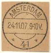 Het stempel, met Arabische maandcijfers, werd toegezonden op 26 oktober 1907. Gebruiksperiode van 27 oktober 1907 tot en met 28 juni 1915. AMSTERDAM 40 LBPK 2051 Opgeleverd door De Munt in juni 1915.