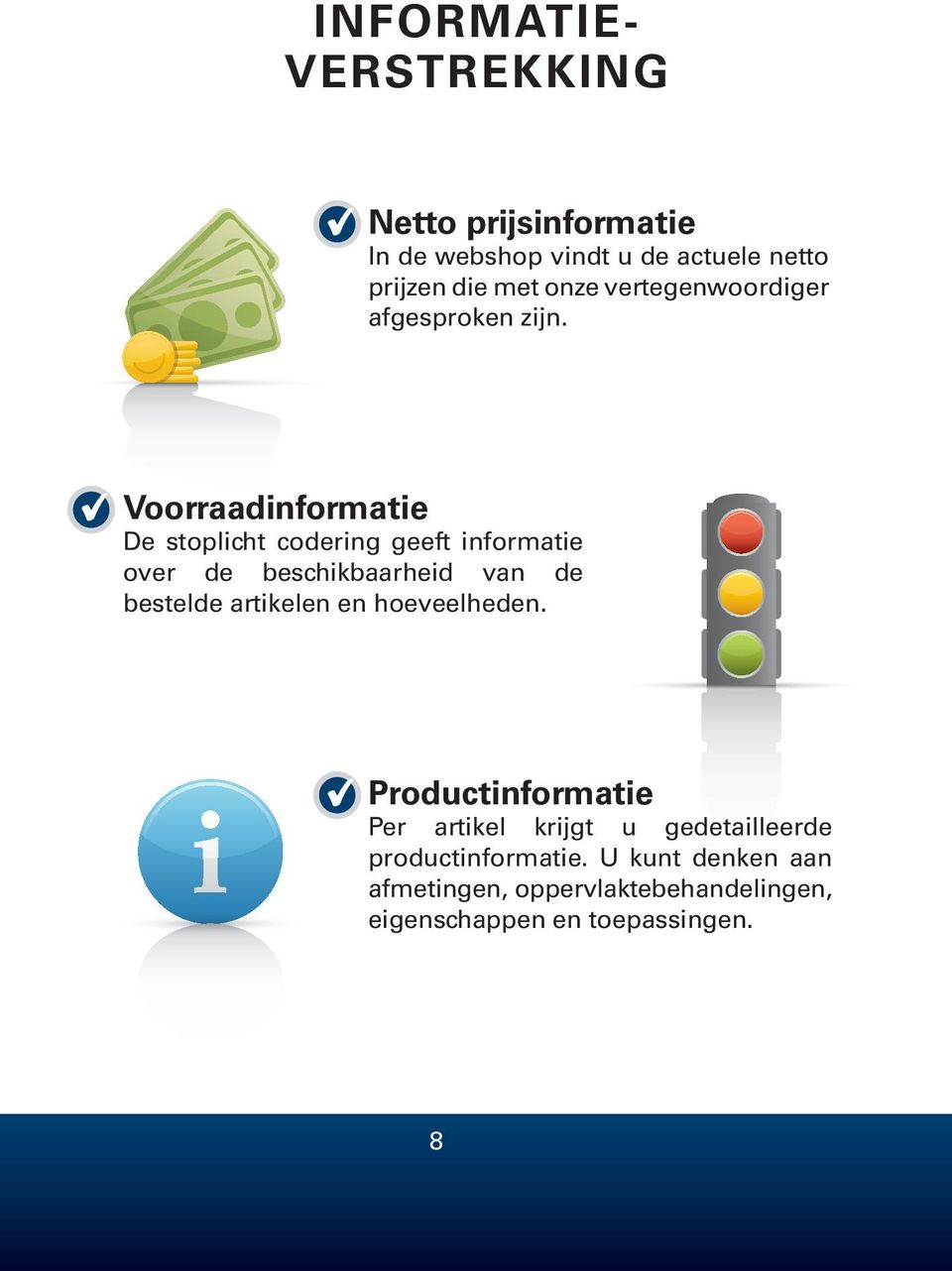 Voorraadinformatie De stoplicht codering geeft informatie over de beschikbaarheid van de bestelde