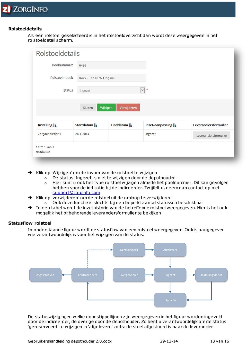 Dit kan gevolgen hebben voor de indicatie bij de indiceerder. Twijfelt u, neem dan contact op met support@zorginfo.