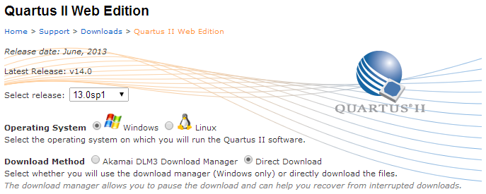 Introductie Deze handleiding beschrijft het downloaden, installeren en installeren van de device driver van Quartus II versie 13.0sp1 Web Edition. Deze versie is gratis en draait op Windows en Linux.