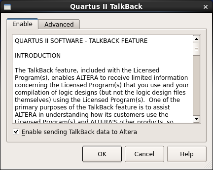 Figuur 10: Aanmaken snelkoppelingen en starten van Quartus. Als je de optie Provide your feedback hebt aangevinkt, zal de installer nog vragen of je mee wilt doen aan het Talkback-programma.