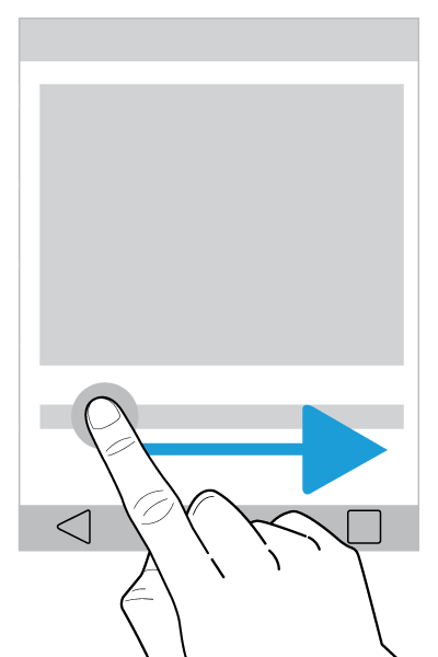Configuratie en basisbeginselen Een schuifbalk gebruiken Als u een schuifbalk op het scherm ziet, kunt u hiermee door een bestand zoals een nummer of video navigeren, of een instelling zoals de