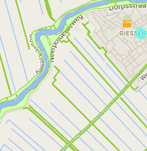 figuur 16 legger kaart Waterschap Rivierenland. Alle woningen wordt buiten de kernzone van de aanliggende watergang gebouwd.