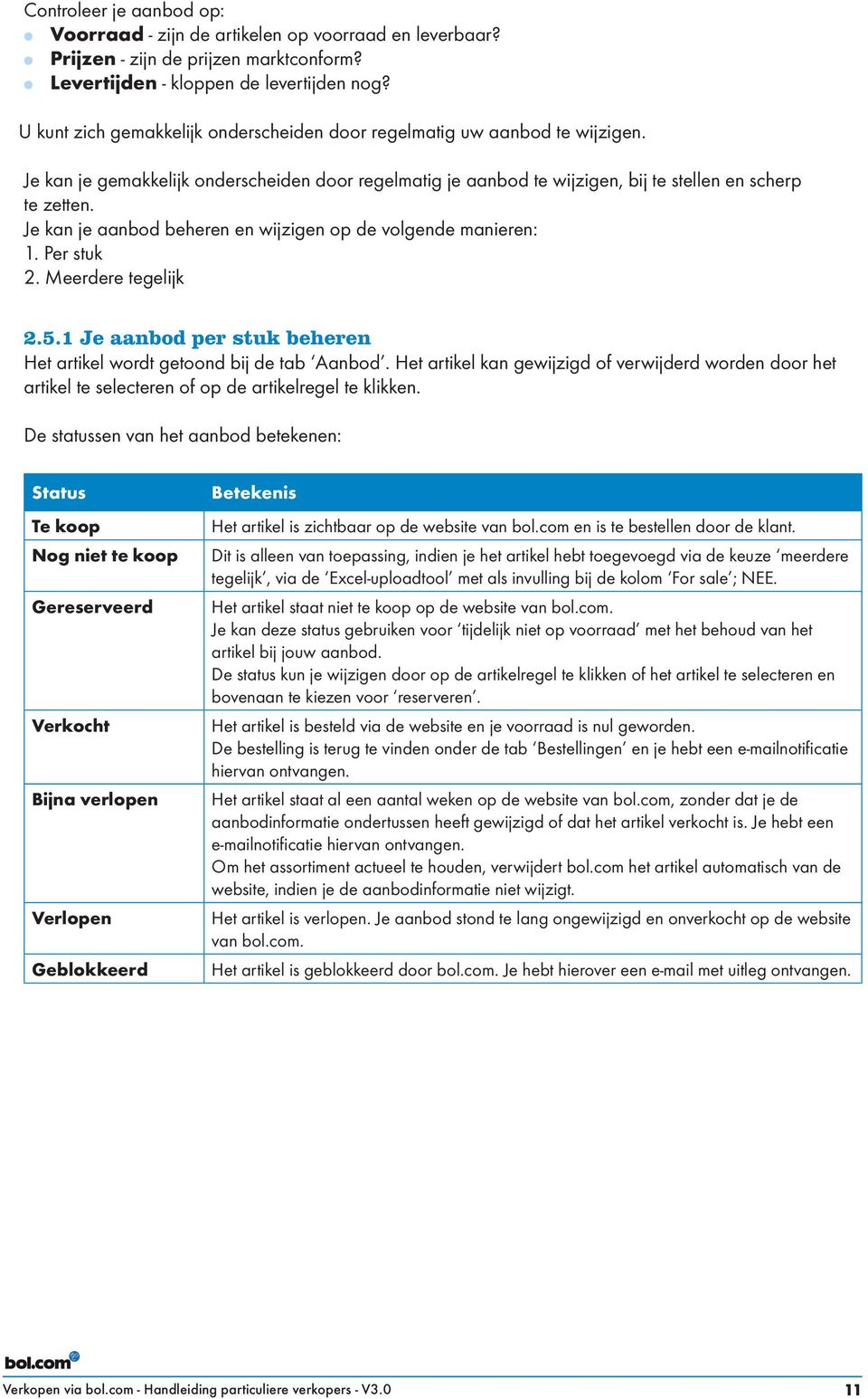 Je kan je aanbod beheren en wijzigen op de volgende manieren: 1. Per stuk 2. Meerdere tegelijk 2.5.1 Je aanbod per stuk beheren Het artikel wordt getoond bij de tab Aanbod.