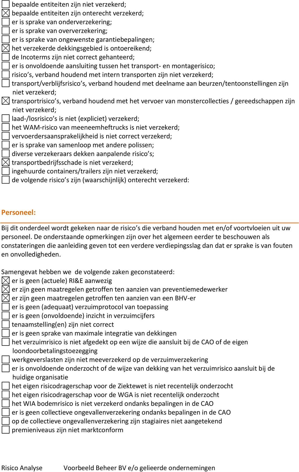 houdend met intern transporten zijn niet verzekerd; transport/verblijfsrisico s, verband houdend met deelname aan beurzen/tentoonstellingen zijn niet verzekerd; transportrisico s, verband houdend met