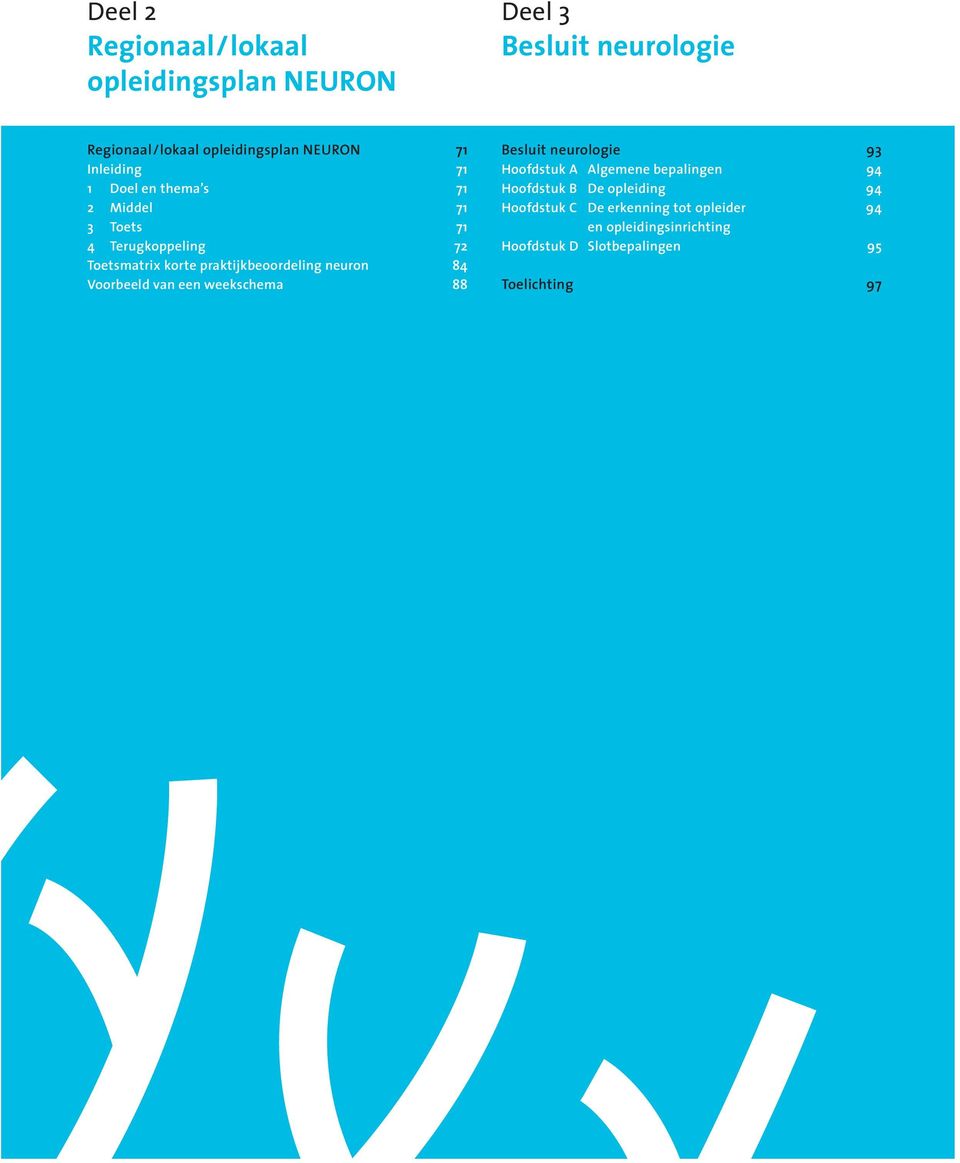 neuron 84 Voorbeeld van een weekschema 88 esluit neurologie 93 Hoofdstuk lgemene bepalingen 94 Hoofdstuk De opleiding 94