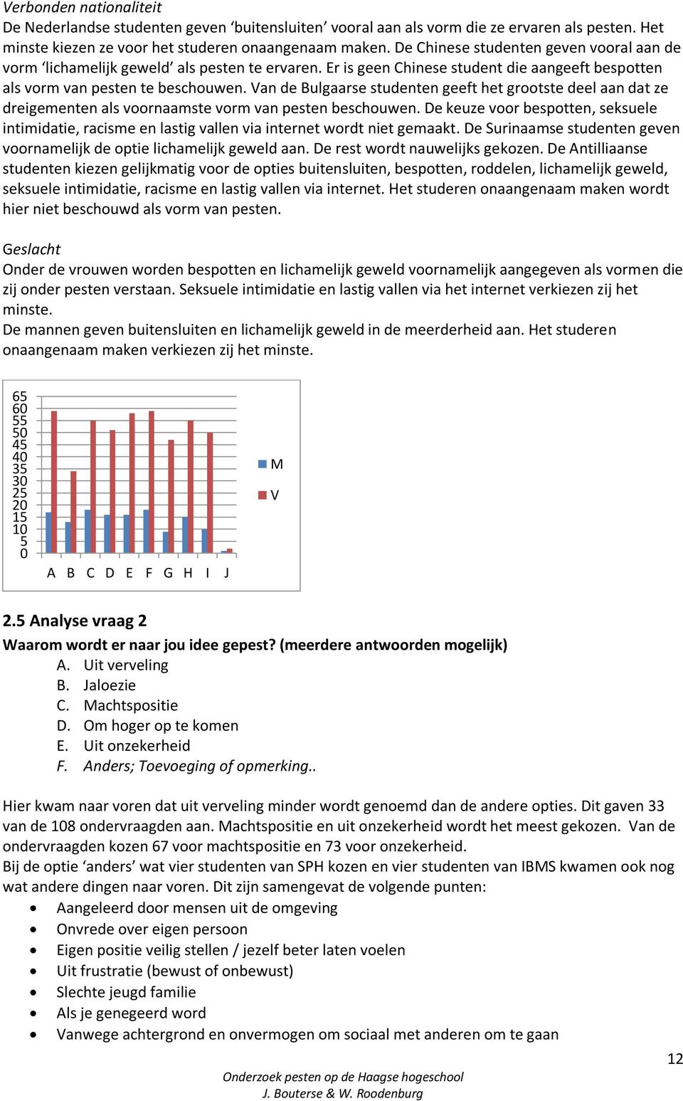 Van de Bulgaarse studenten geeft het grootste deel aan dat ze dreigementen als voornaamste vorm van pesten beschouwen.