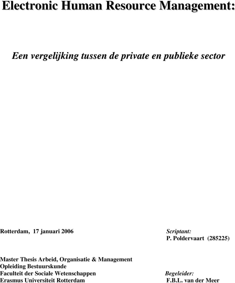 Poldervaart (285225) Master Thesis Arbeid, Organisatie & Management Opleiding