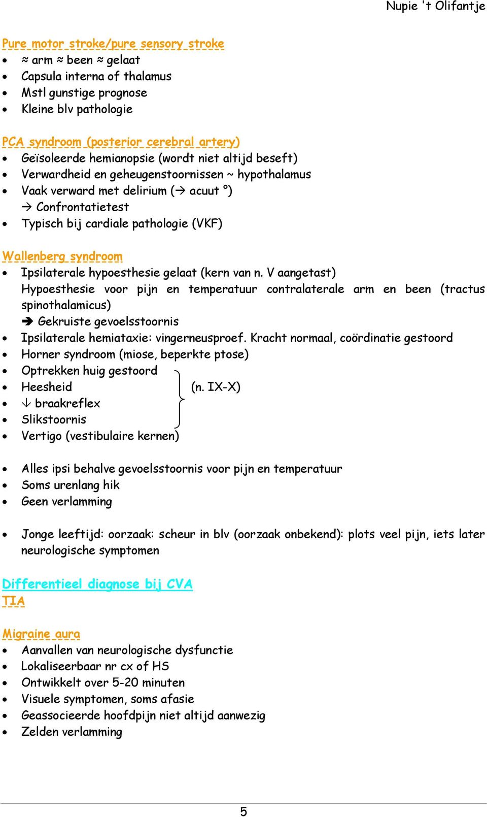 hypoesthesie gelaat (kern van n.