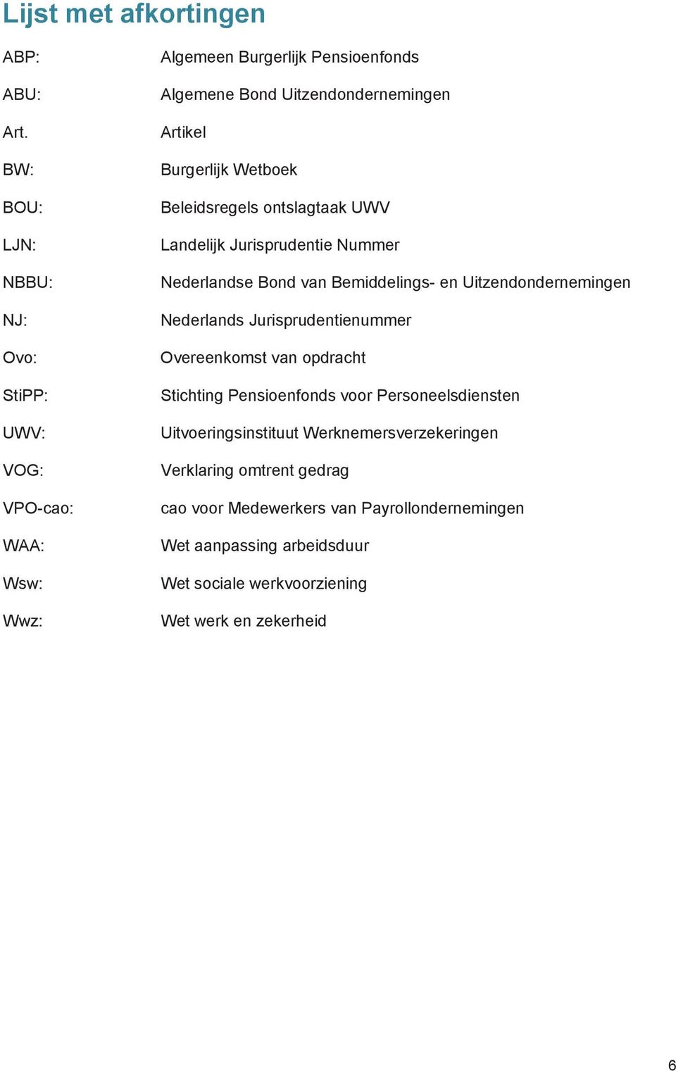 Burgerlijk Wetboek Beleidsregels ontslagtaak UWV Landelijk Jurisprudentie Nummer Nederlandse Bond van Bemiddelings- en Uitzendondernemingen Nederlands