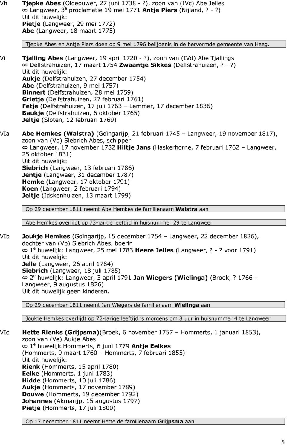 ), zoon van (IVd) Abe Tjallings Delfstrahuizen, 17 maart 1754 Zwaantje Sikkes (Delfstrahuizen,? -?