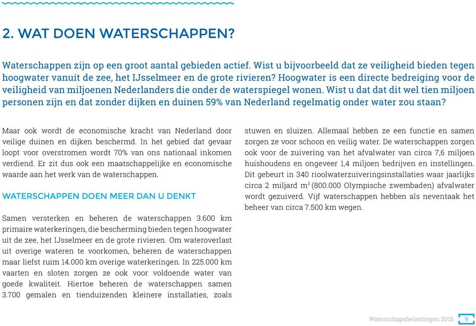 Wist u dat dat dit wel tien miljoen personen zijn en dat zonder dijken en duinen 59% van Nederland regelmatig onder water zou staan?