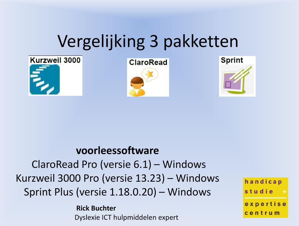 1) Windows Kurzweil 3000 Pro (versie 13.