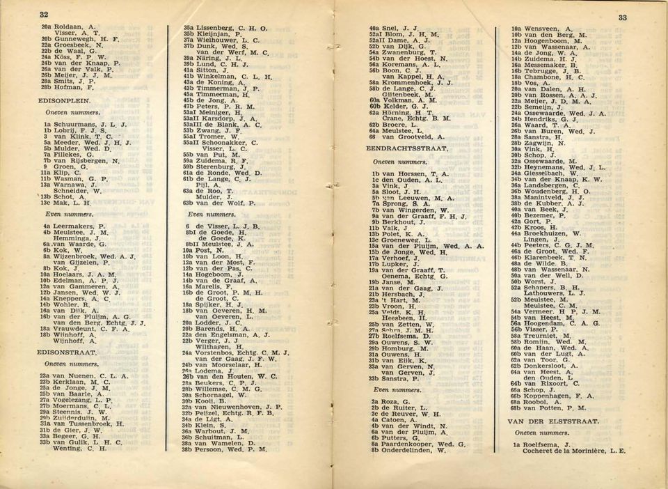 13a Warnawa, J. Schneider, W. \ 13b Schot. A. 13c Mak, L. H. 4a Leermakers, P. 4b Meulstee. J. M. Hemminga, J. 6a.van Waarde, G. 6b Kok, W. 8a. Wijzenbroek, Wed. A. J. van Gijzelen, p. 8b Kok. J. 10a Hoelaars, J.