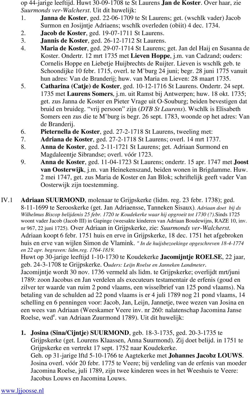 29-07-1714 St Laurens; get. Jan del Haij en Susanna de Koster. Ondertr. 12 mrt 1735 met Lieven Hoppe, j.m. van Cadzand; ouders: Cornelis Hoppe en Liebetje Huijbrechts de Ruijter. Lieven is wschlk geb.