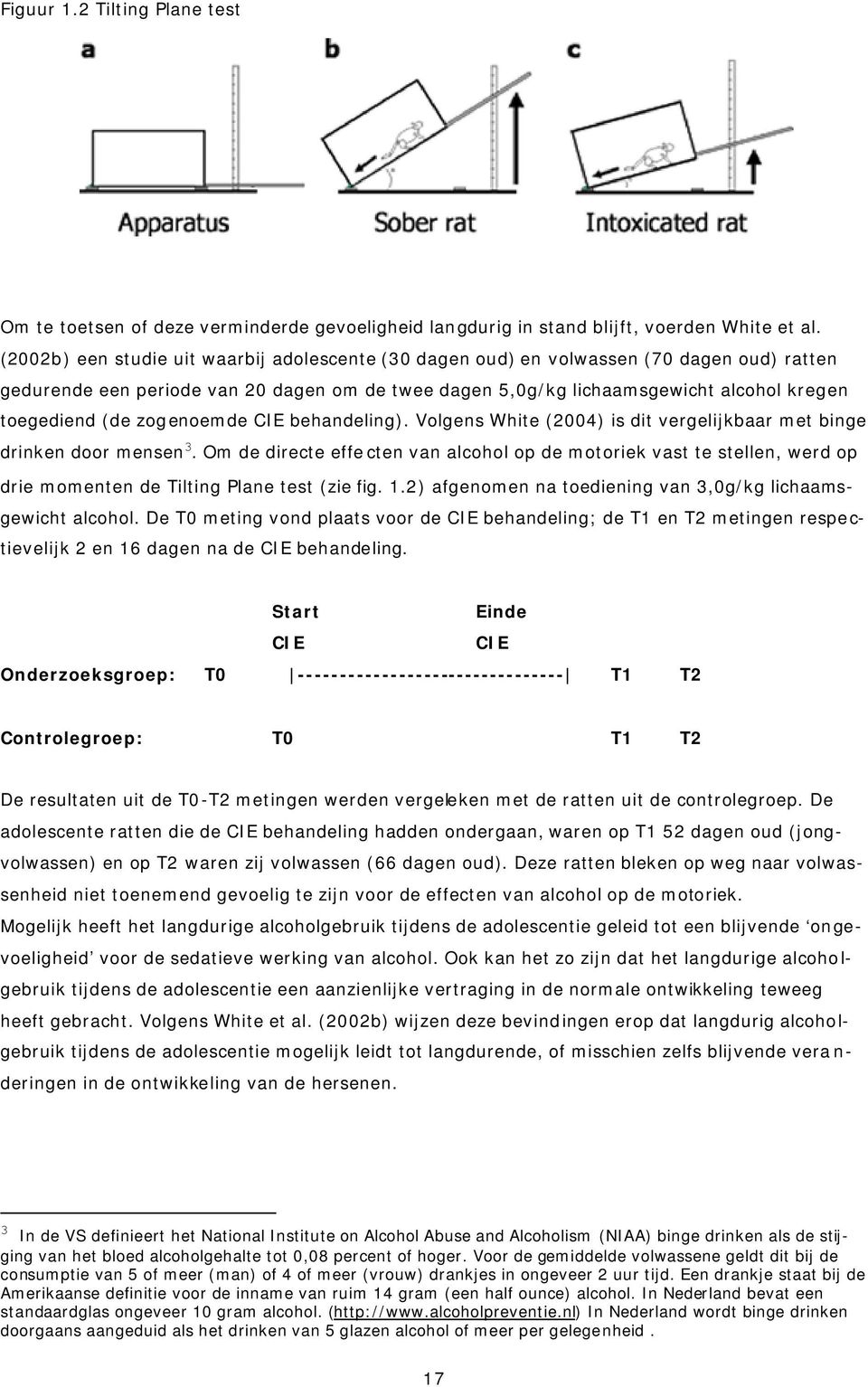 zogenoemde CIE behandeling). Volgens White (2004) is dit vergelijkbaar met binge drinken door mensen 3.