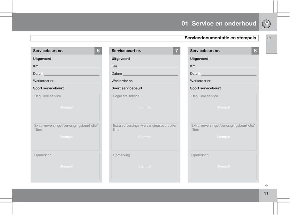 stempels 01 Servicebeurt nr.