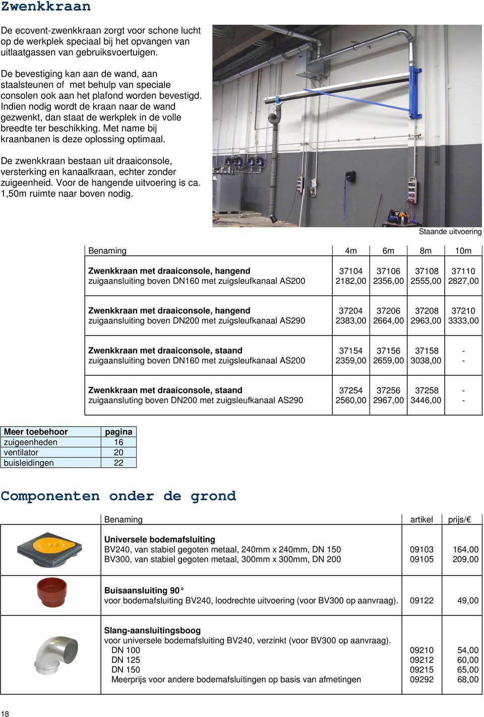 Indien nodig wordt de kraan naar de wand gezwenkt, dan staat de werkplek in de volle breedte ter beschikking. Met name bij kraanbanen is deze oplossing optimaal.