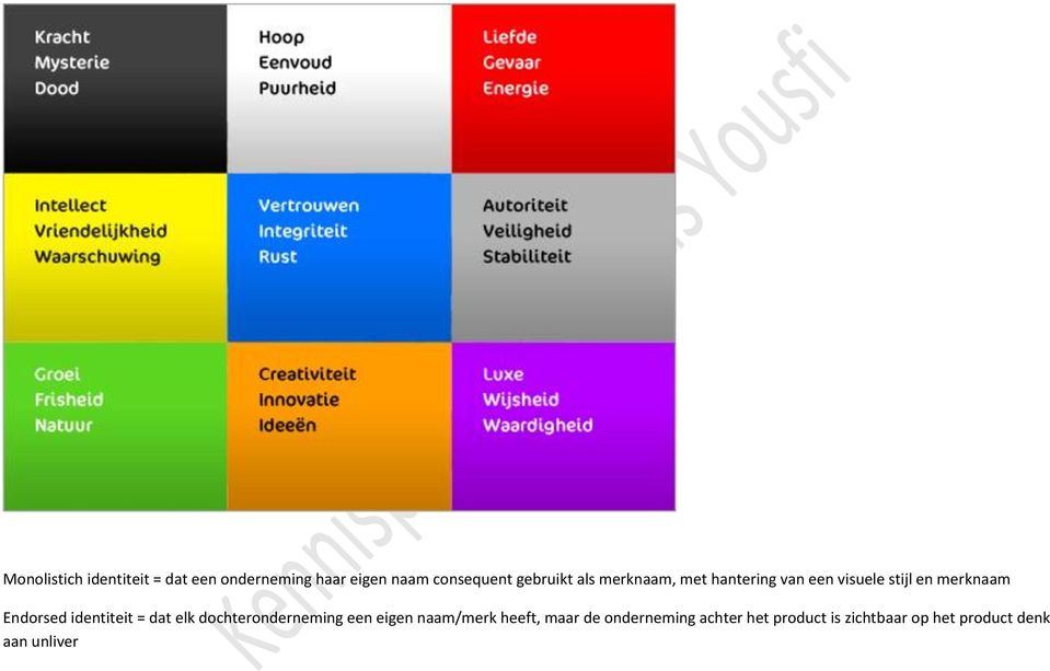 Endorsed identiteit = dat elk dochteronderneming een eigen naam/merk heeft,