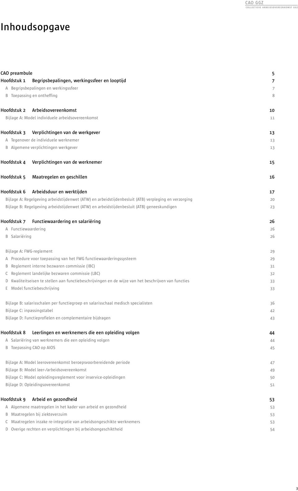 Verplichtingen van de werknemer 15 Hoofdstuk 5 Maatregelen en geschillen 16 Hoofdstuk 6 Arbeidsduur en werktijden 17 Bijlage A: Regelgeving arbeidstijdenwet (ATW) en arbeidstijdenbesluit (ATB)