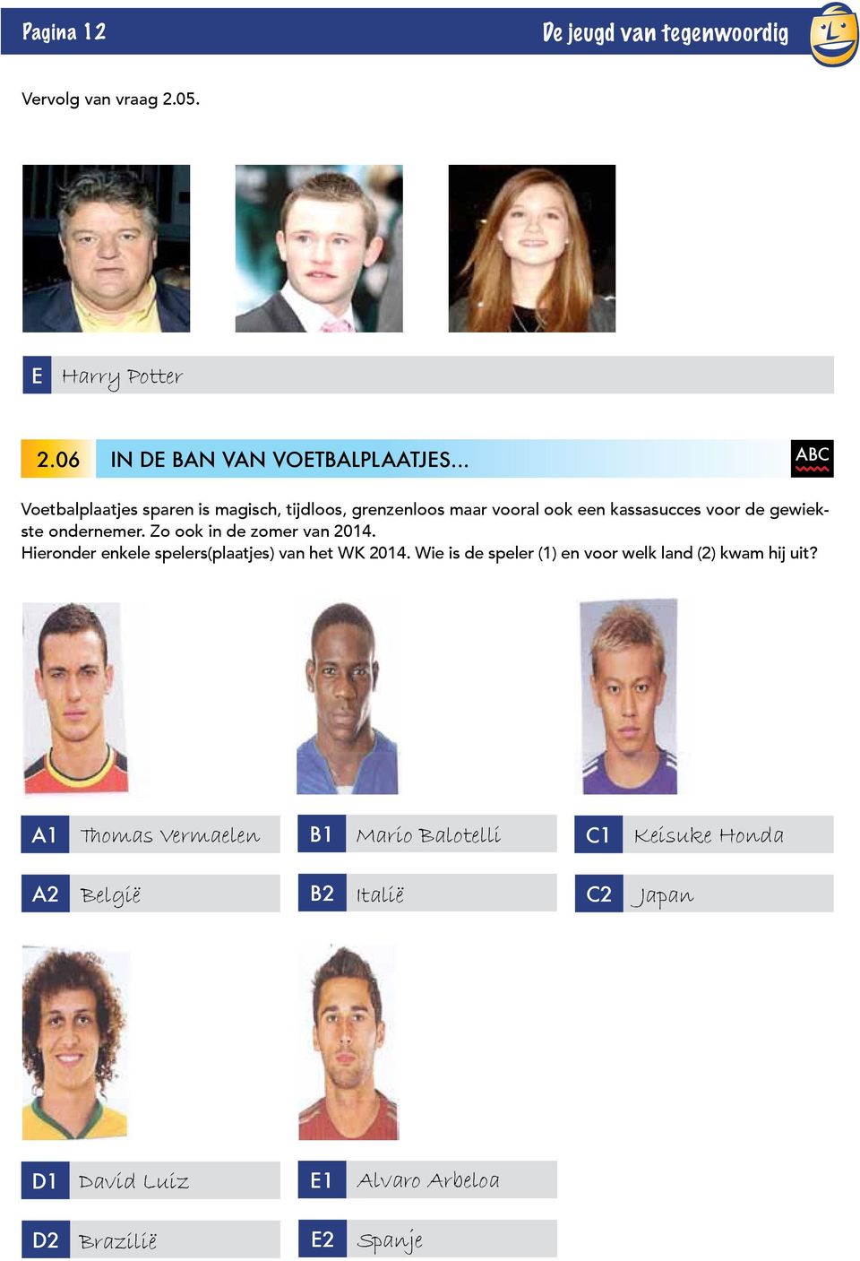 Zo ook in de zomer van 2014. Hieronder enkele spelers(plaatjes) van het WK 2014.