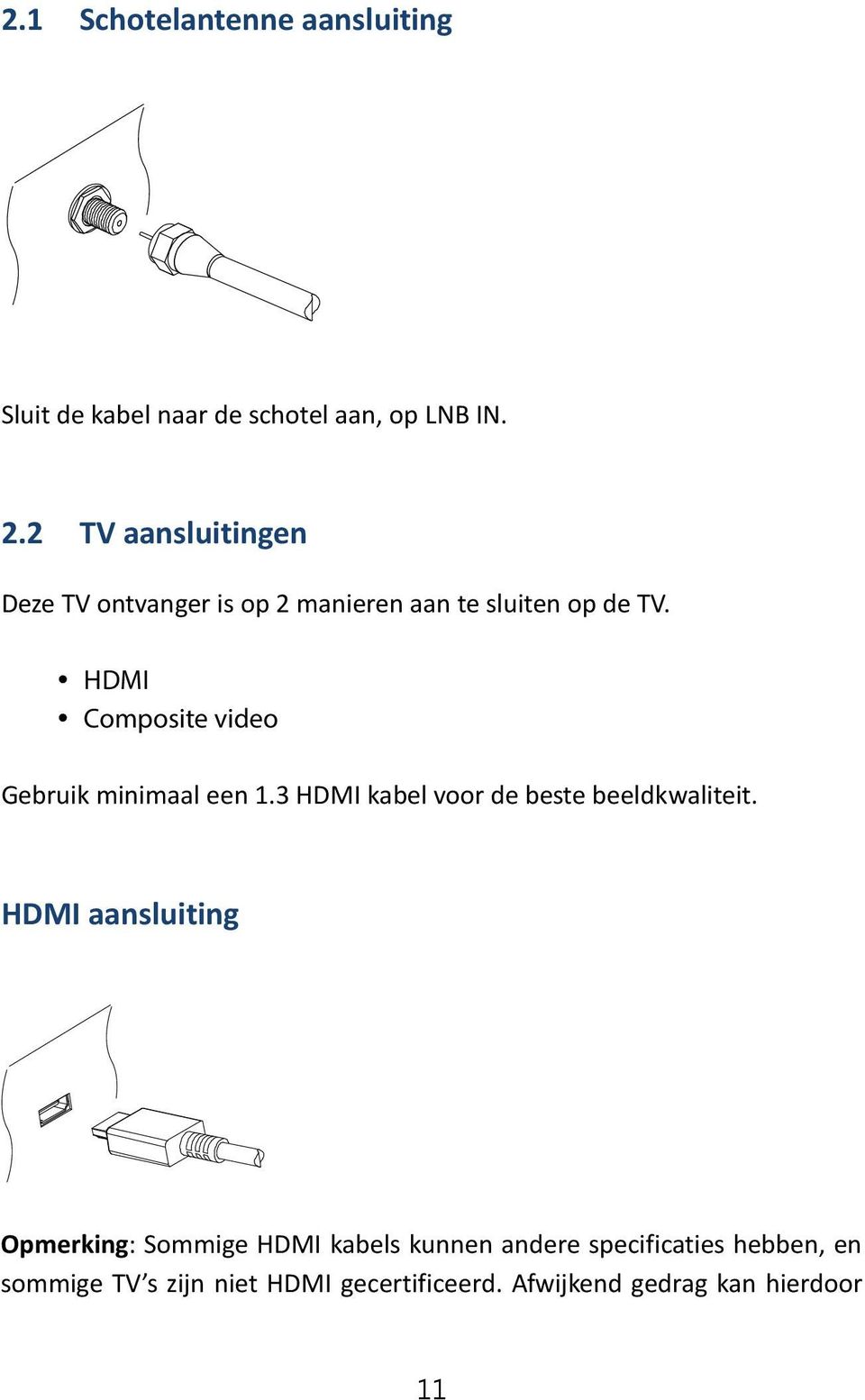 HDMI Composite video Gebruik minimaal een 1.3 HDMI kabel voor de beste beeldkwaliteit.