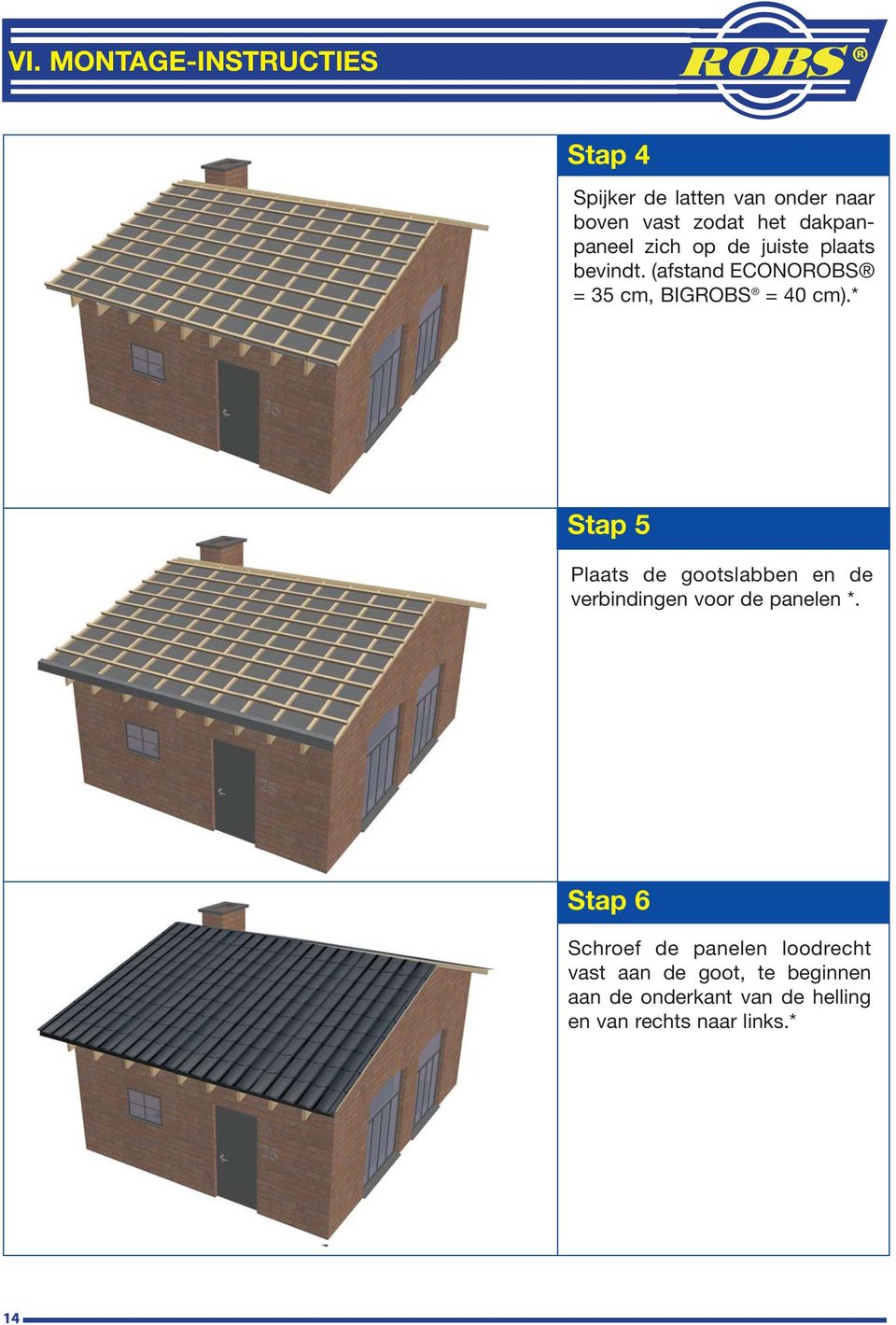 * Stap 5 Plaats de gootslabben en de verbindingen voor de panelen *.