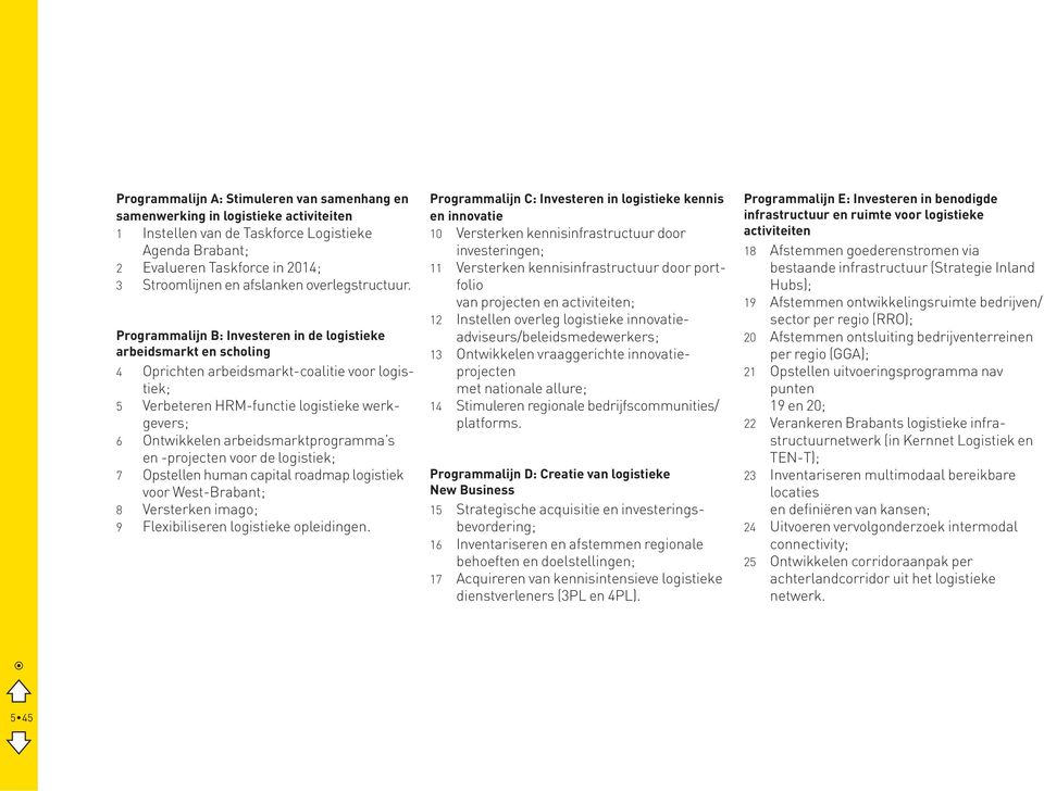 Programmalijn B: Investeren in de logistieke arbeidsmarkt en scholing 4 Oprichten arbeidsmarkt-coalitie voor logistiek; 5 Verbeteren HRM-functie logistieke werkgevers; 6 Ontwikkelen