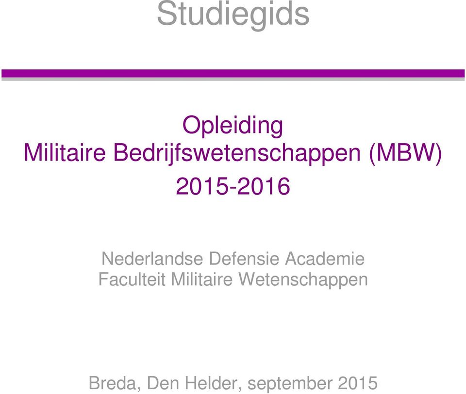 Nederlandse Defensie Academie Faculteit