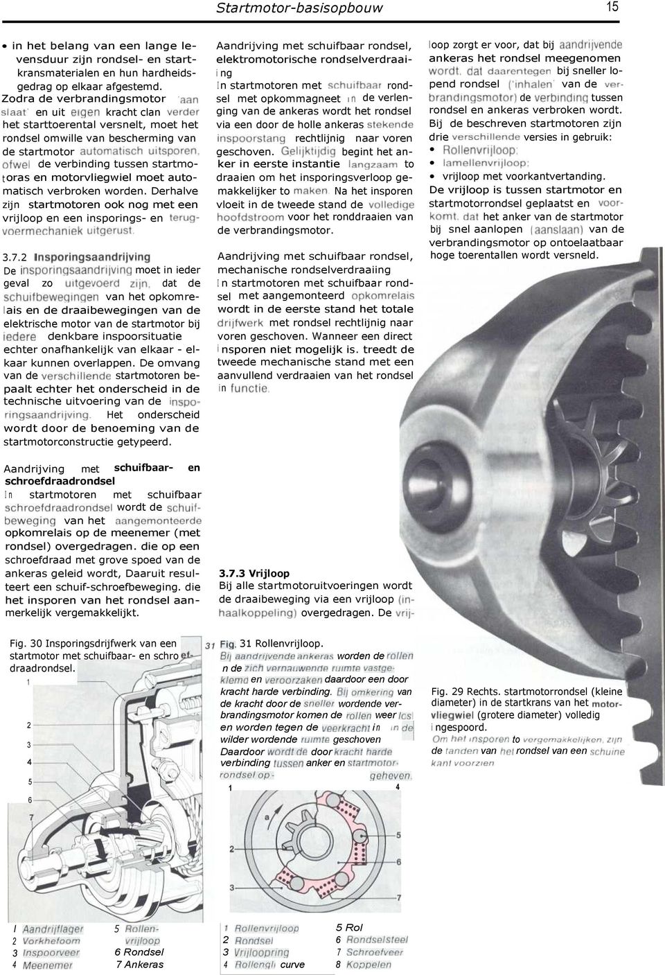 ofwel de verbinding tussen startmot oras en motorvliegwiel moet automatisch verbroken worden. Derhalve zijn startmotoren ook nog met een vrijloop en een insporings- en terugvoermechaniek uitgerust. 3.