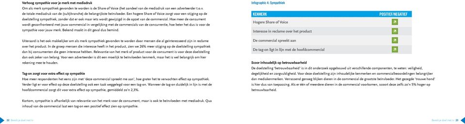 Hoe meer de consument wordt geconfronteerd met jouw commercial in vergelijking met de commercials van de concurrentie, hoe beter het dus is voor de sympathie voor jouw merk.