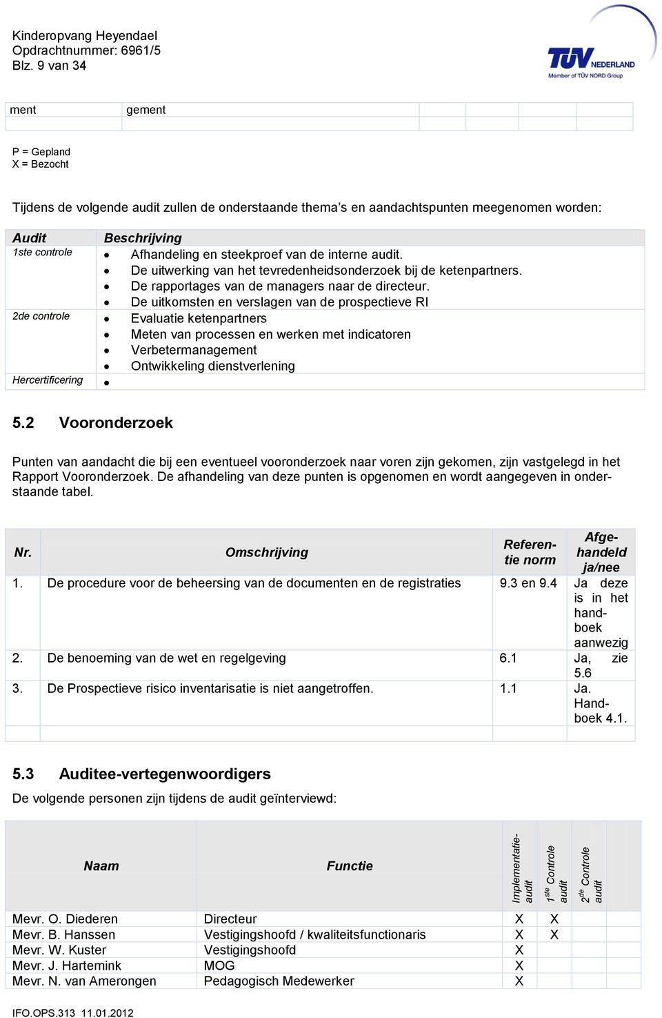 van de interne audit. De uitwerking van het tevredenheidsonderzoek bij de ketenpartners. De rapportages van de managers naar de directeur.