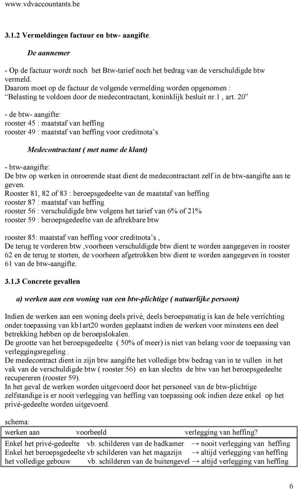 20 - de btw- aangifte: rooster 45 : maatstaf van heffing rooster 49 : maatstaf van heffing voor creditnota s Medecontractant ( met name de klant) - btw-aangifte: De btw op werken in onroerende staat