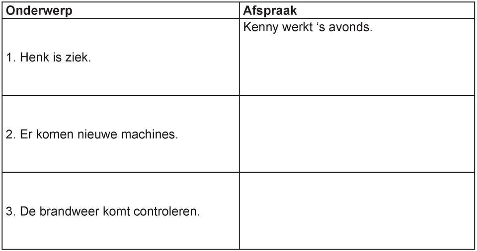 . Er komen nieuwe machines. 3.