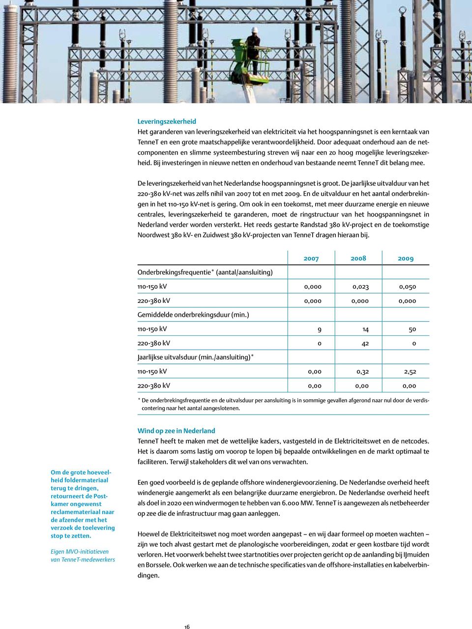 Bij investeringen in nieuwe netten en onderhoud van bestaande neemt TenneT dit belang mee. De leveringszekerheid van het Nederlandse hoogspanningsnet is groot.