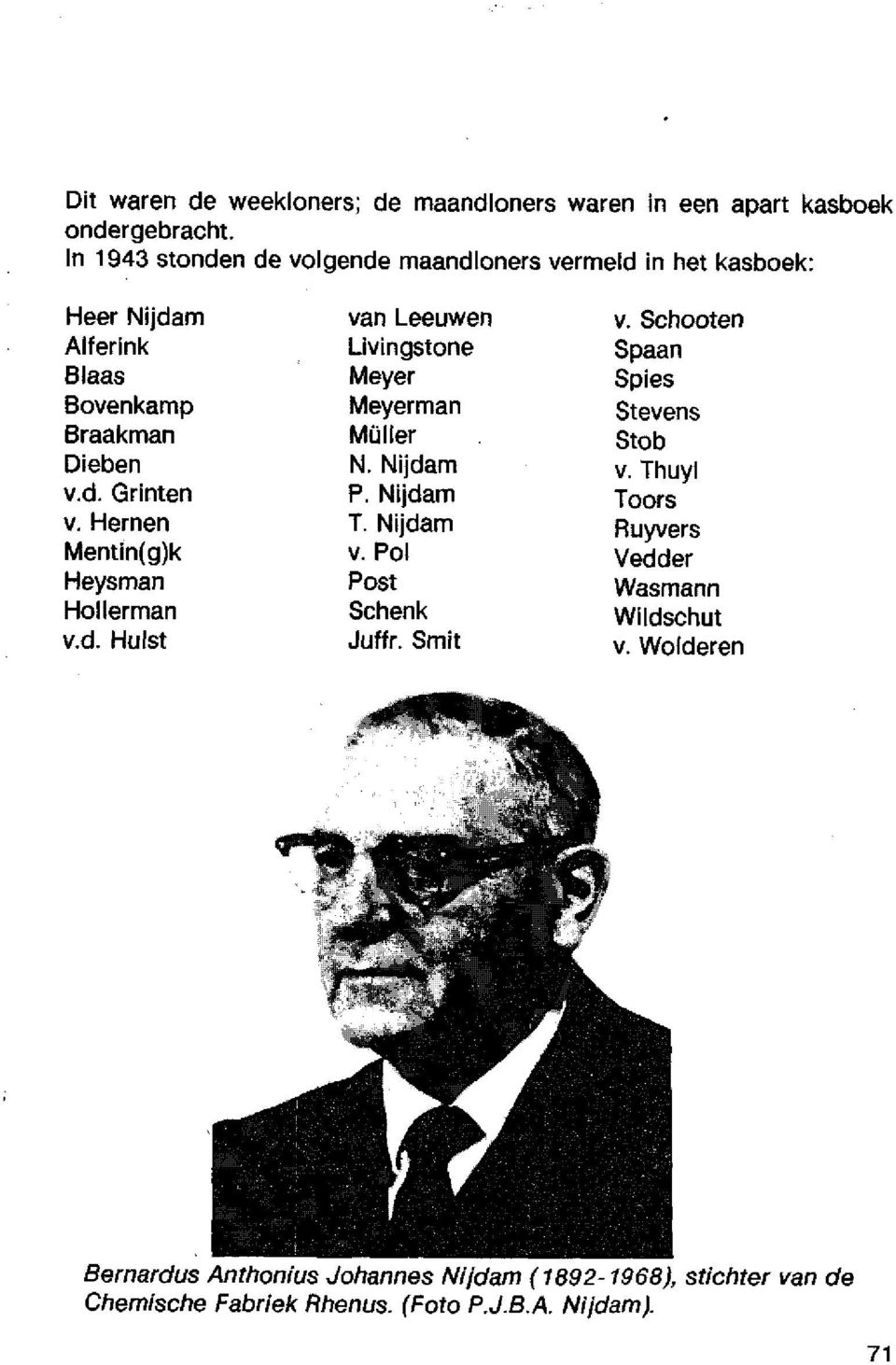 Hernen Mentin(g)k Heysman Hollerman v.d. Hulst van Leeuwen Livingstone Meyer Meyerman Muller N. Nijdam P. Nijdam T. Nijdam v.