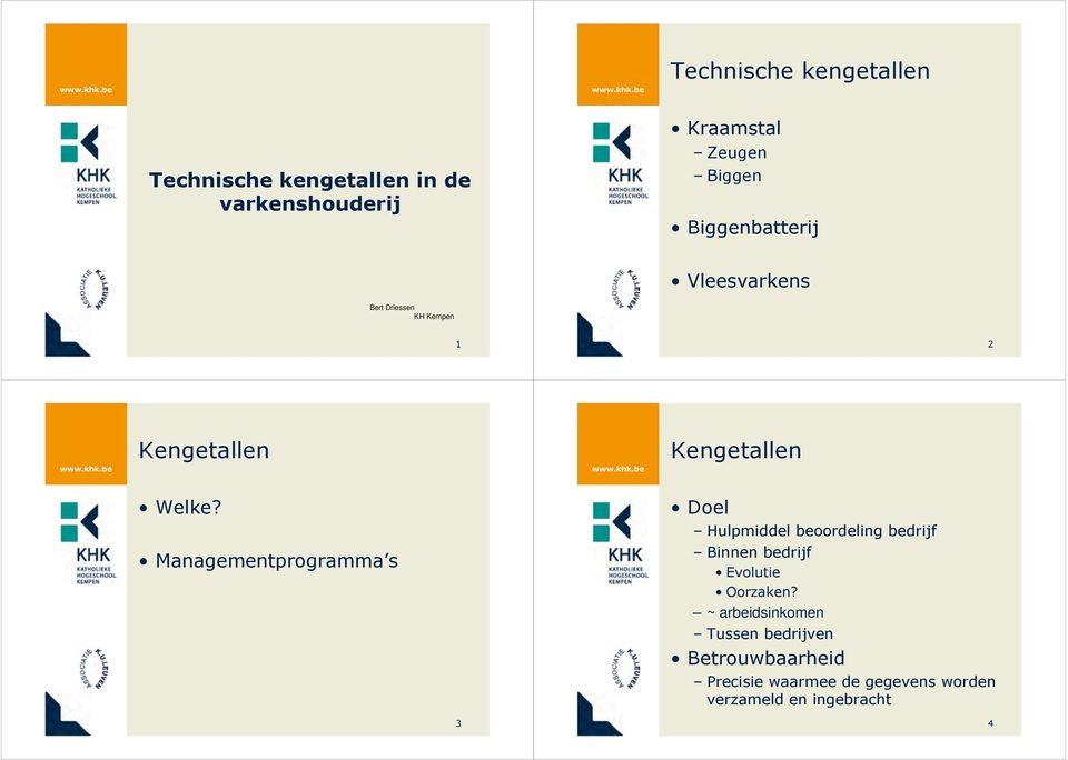 Biggenbatterij Vleesvarkens Bert Driessen KH Kempen 1 2 be Kengetallen be Kengetallen Welke?