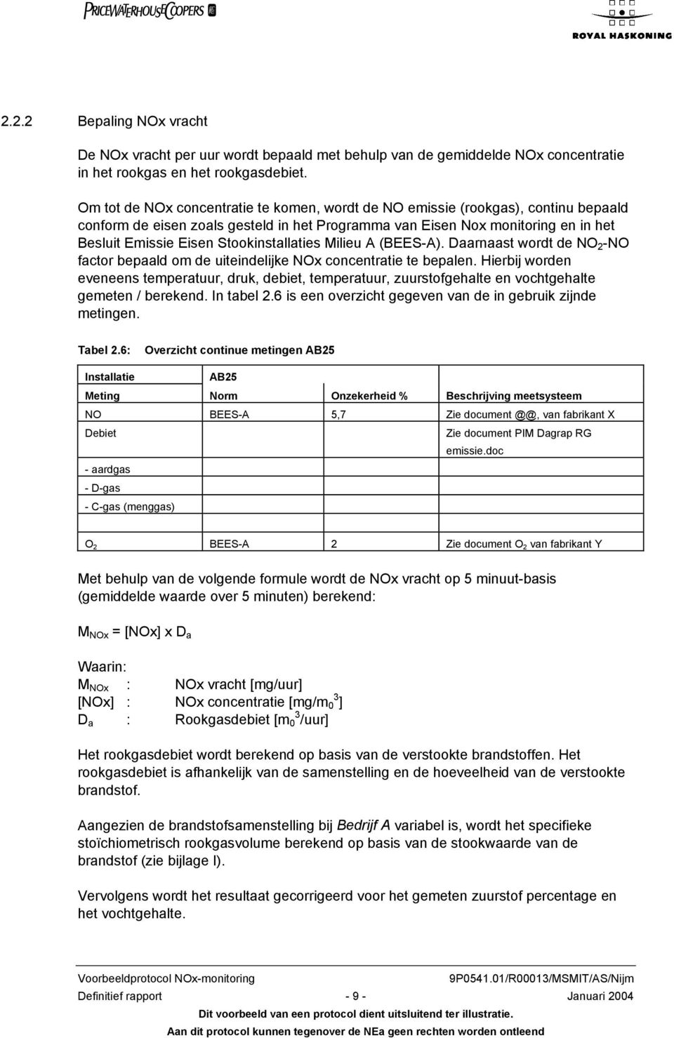 Stookinstallaties Milieu A (BEES-A). Daarnaast wordt de NO 2 -NO factor bepaald om de uiteindelijke NOx concentratie te bepalen.